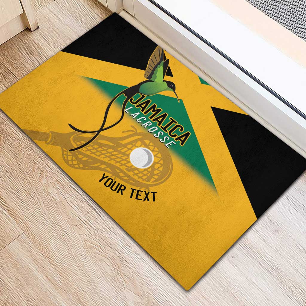 Custom Jamaica Lacrosse Rubber Doormat Streamertail Hummingbird With Flag - Wonder Print Shop