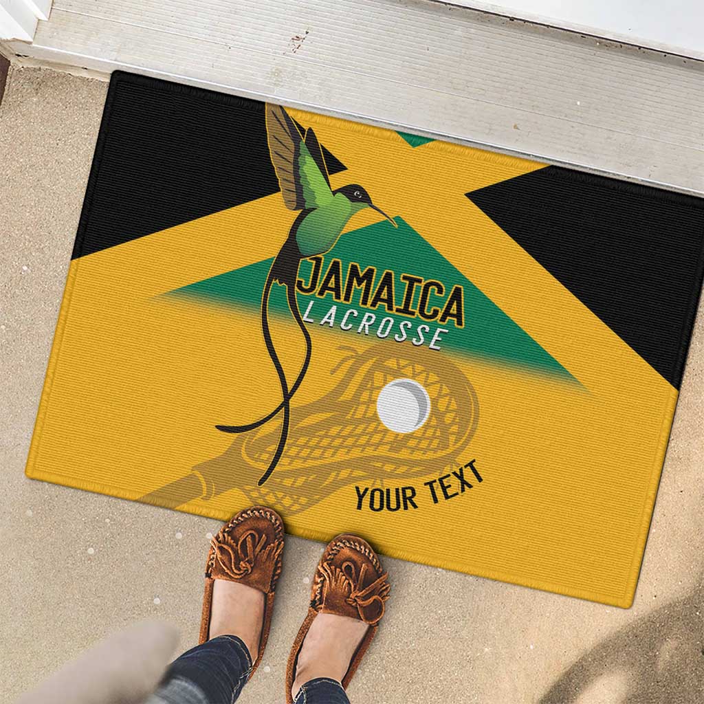Custom Jamaica Lacrosse Rubber Doormat Streamertail Hummingbird With Flag - Wonder Print Shop