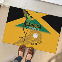 Custom Jamaica Lacrosse Rubber Doormat Streamertail Hummingbird With Flag - Wonder Print Shop