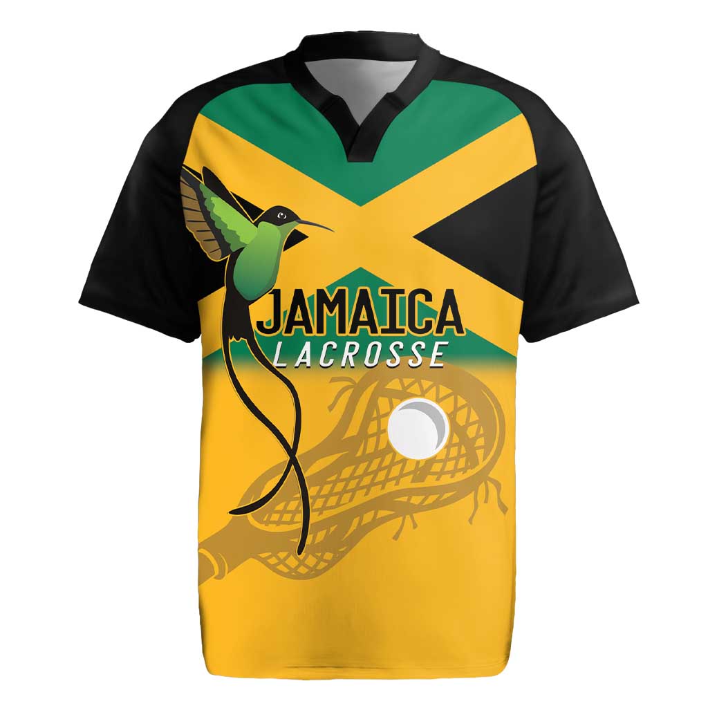 Custom Jamaica Lacrosse Rugby Jersey Streamertail Hummingbird With Flag - Wonder Print Shop