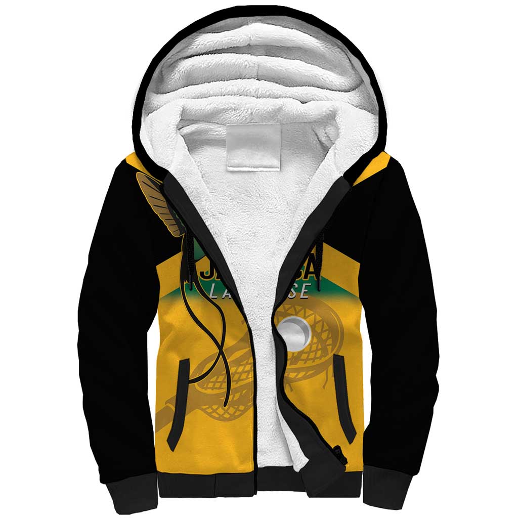 Custom Jamaica Lacrosse Sherpa Hoodie Streamertail Hummingbird With Flag - Wonder Print Shop