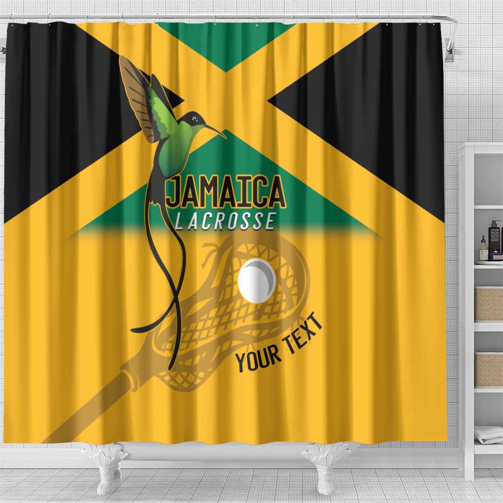 Custom Jamaica Lacrosse Shower Curtain Streamertail Hummingbird With Flag - Wonder Print Shop