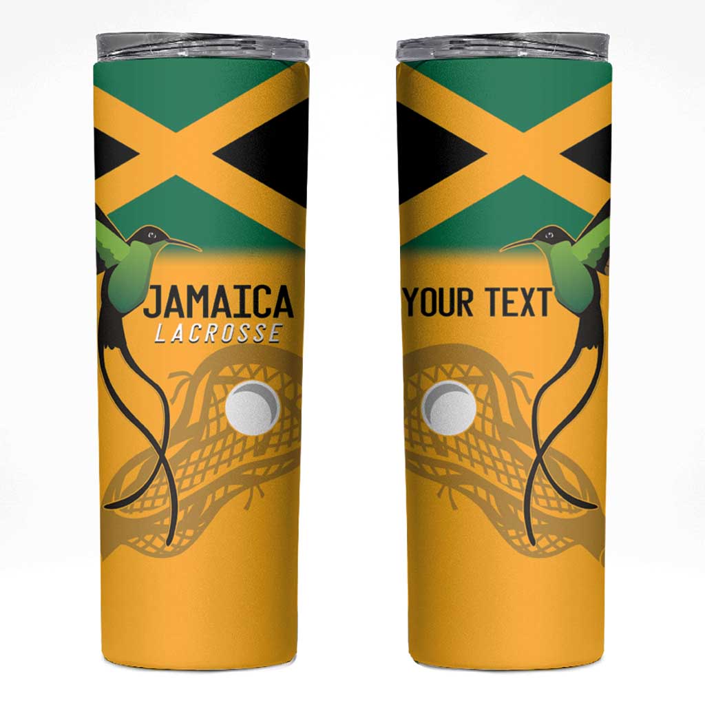 Custom Jamaica Lacrosse Skinny Tumbler Streamertail Hummingbird With Flag - Wonder Print Shop