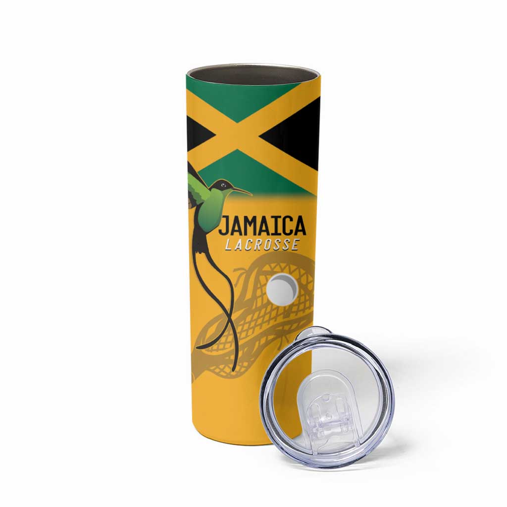 Custom Jamaica Lacrosse Skinny Tumbler Streamertail Hummingbird With Flag - Wonder Print Shop