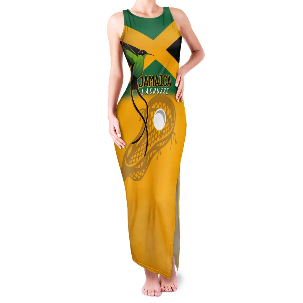 Custom Jamaica Lacrosse Tank Maxi Dress Streamertail Hummingbird With Flag - Wonder Print Shop