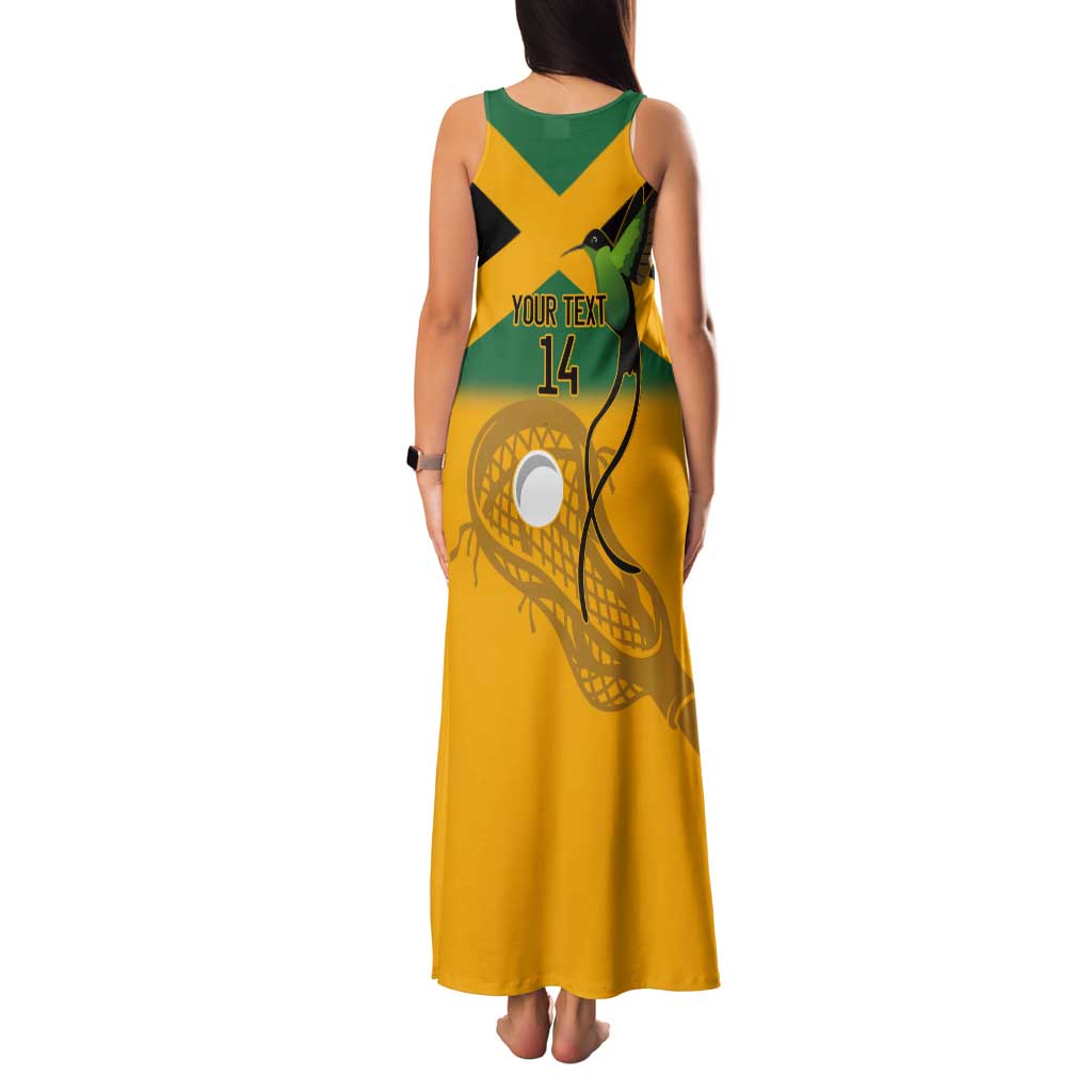 Custom Jamaica Lacrosse Tank Maxi Dress Streamertail Hummingbird With Flag - Wonder Print Shop