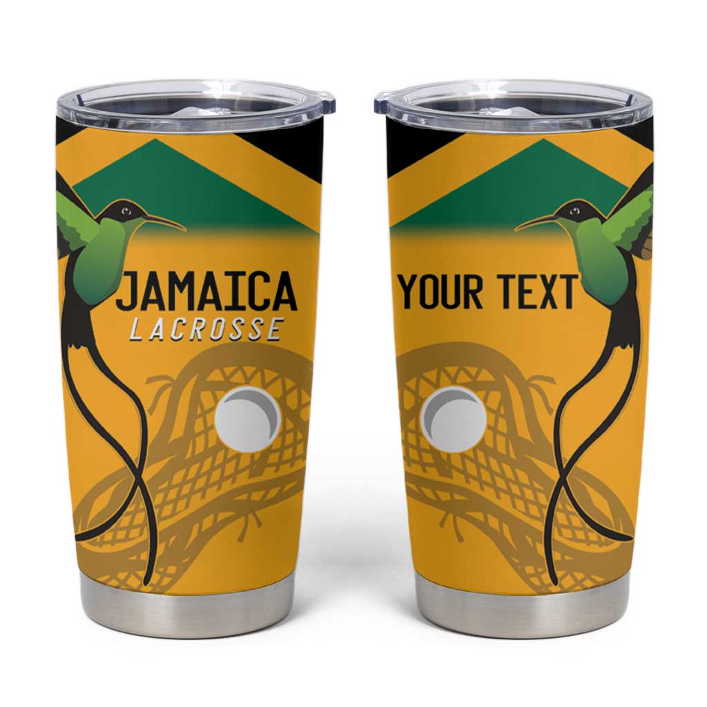Custom Jamaica Lacrosse Tumbler Cup Streamertail Hummingbird With Flag - Wonder Print Shop
