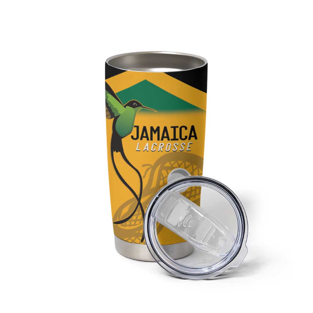 Custom Jamaica Lacrosse Tumbler Cup Streamertail Hummingbird With Flag - Wonder Print Shop