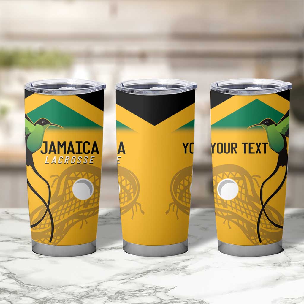 Custom Jamaica Lacrosse Tumbler Cup Streamertail Hummingbird With Flag - Wonder Print Shop