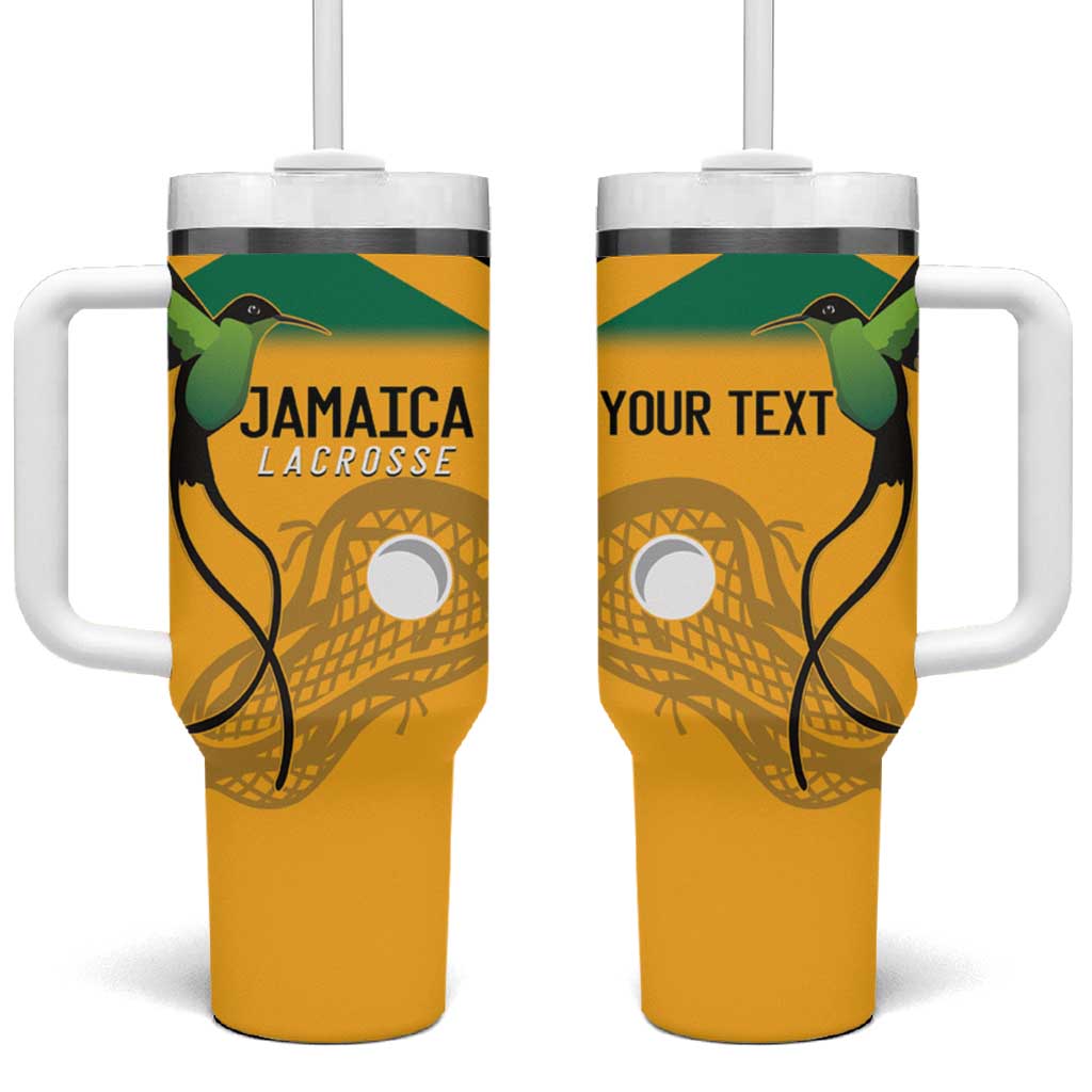 Custom Jamaica Lacrosse Tumbler With Handle Streamertail Hummingbird With Flag - Wonder Print Shop