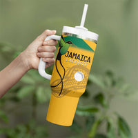 Custom Jamaica Lacrosse Tumbler With Handle Streamertail Hummingbird With Flag - Wonder Print Shop