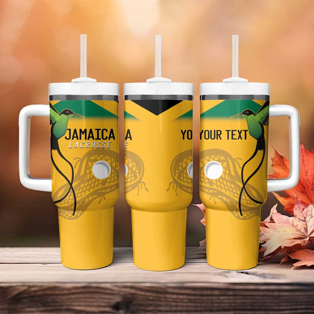 Custom Jamaica Lacrosse Tumbler With Handle Streamertail Hummingbird With Flag - Wonder Print Shop