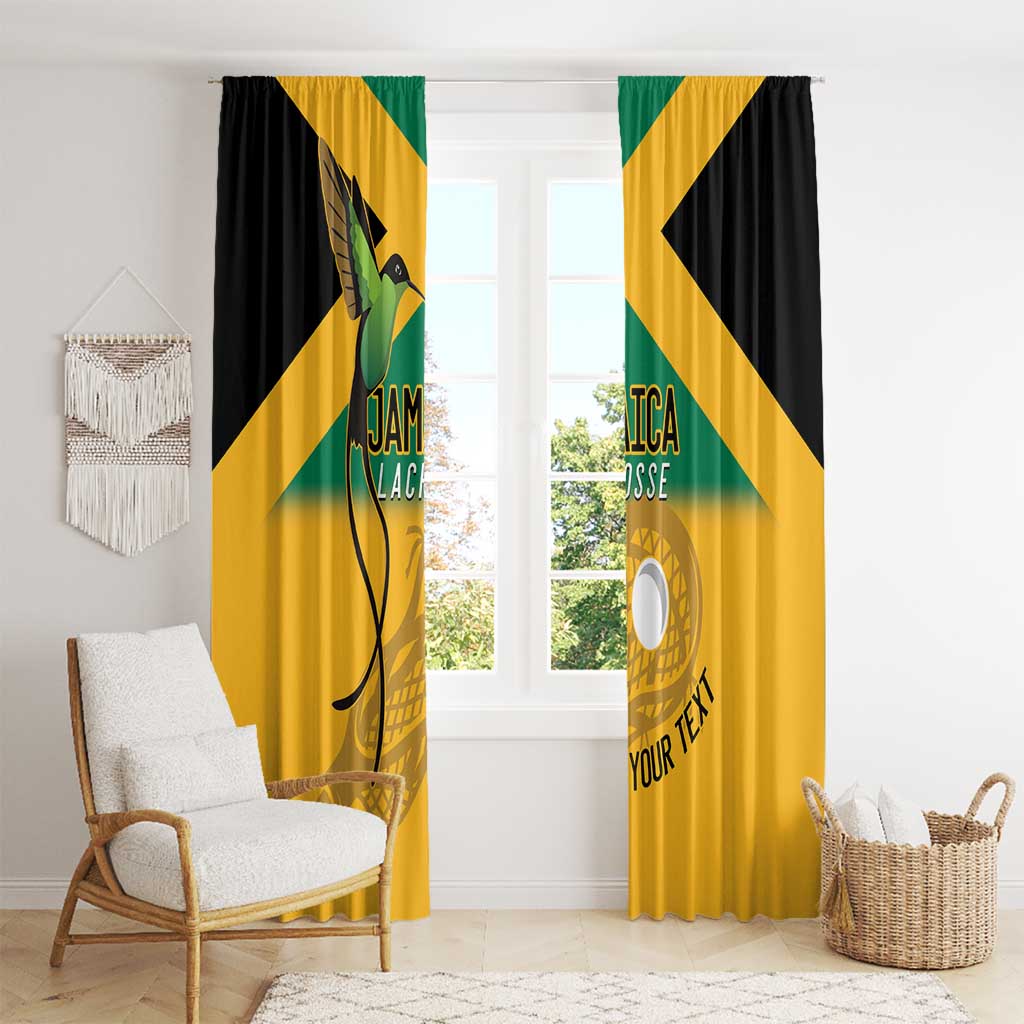 Custom Jamaica Lacrosse Window Curtain Streamertail Hummingbird With Flag - Wonder Print Shop