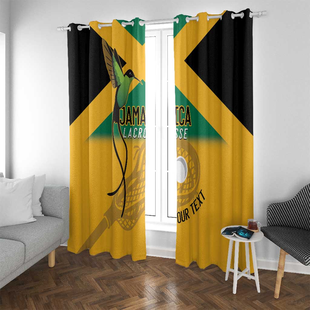 Custom Jamaica Lacrosse Window Curtain Streamertail Hummingbird With Flag - Wonder Print Shop