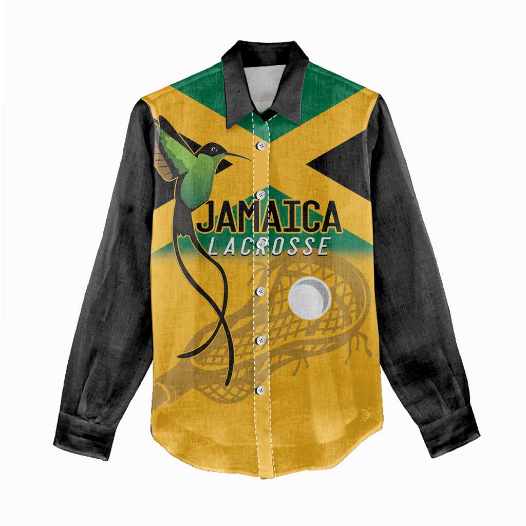 Custom Jamaica Lacrosse Women Casual Shirt Streamertail Hummingbird With Flag - Wonder Print Shop