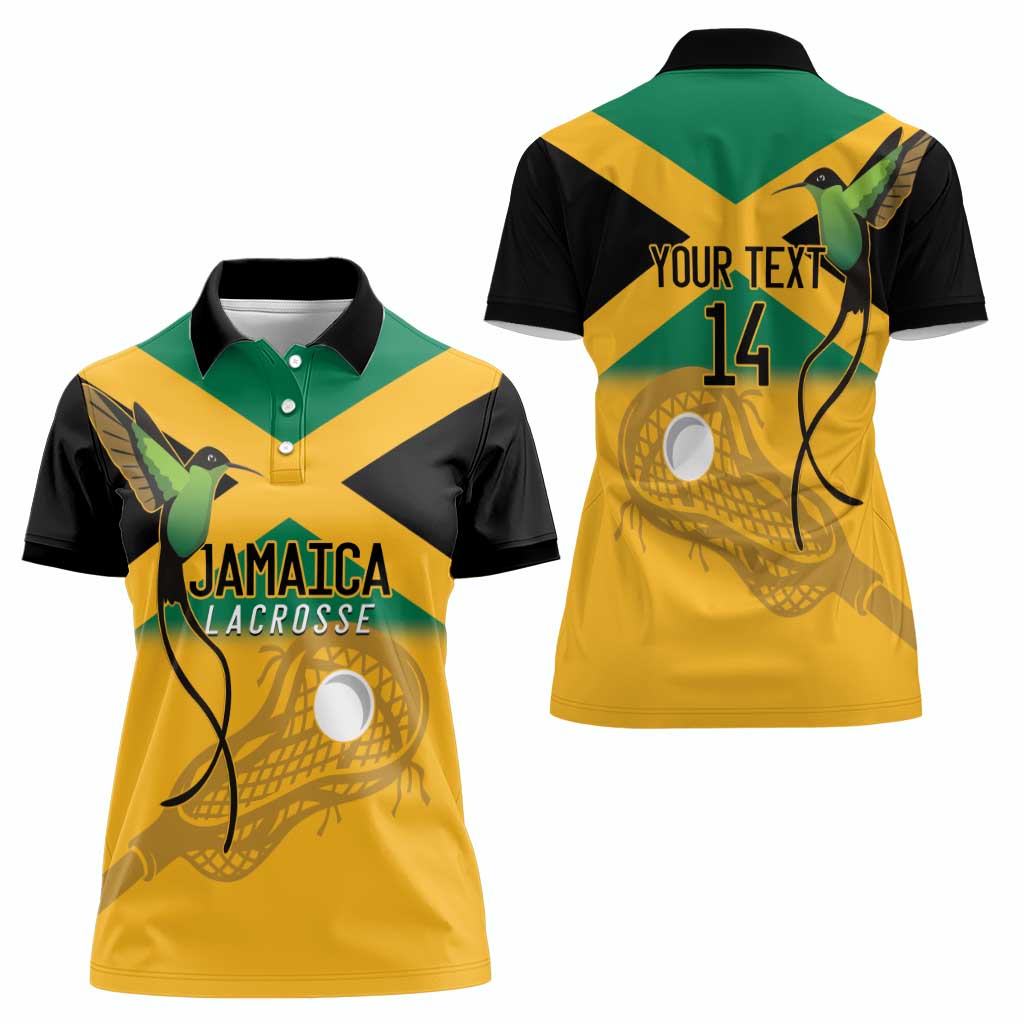 Custom Jamaica Lacrosse Women Polo Shirt Streamertail Hummingbird With Flag - Wonder Print Shop