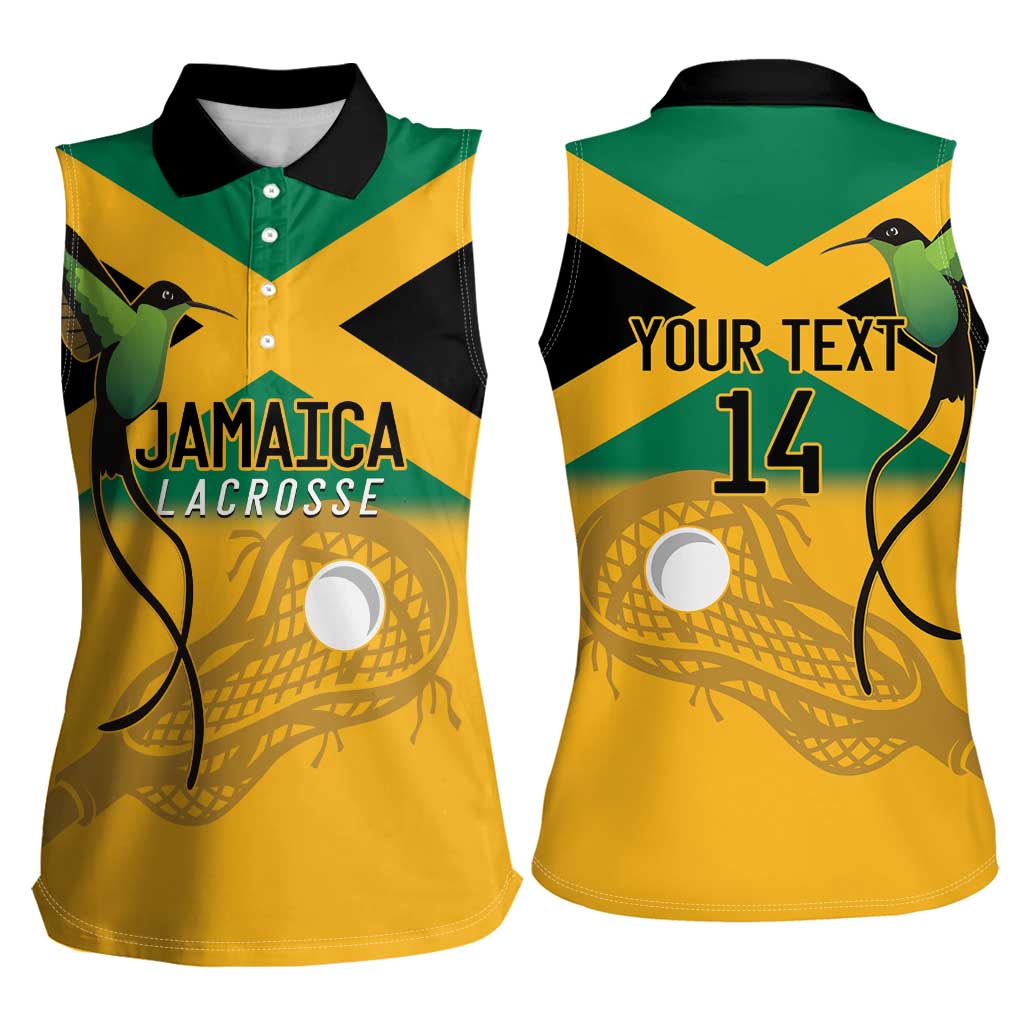 Custom Jamaica Lacrosse Women Sleeveless Polo Shirt Streamertail Hummingbird With Flag - Wonder Print Shop