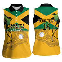 Custom Jamaica Lacrosse Women Sleeveless Polo Shirt Streamertail Hummingbird With Flag - Wonder Print Shop