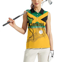 Custom Jamaica Lacrosse Women Sleeveless Polo Shirt Streamertail Hummingbird With Flag - Wonder Print Shop