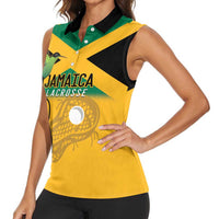 Custom Jamaica Lacrosse Women Sleeveless Polo Shirt Streamertail Hummingbird With Flag - Wonder Print Shop