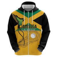 Custom Jamaica Lacrosse Zip Hoodie Streamertail Hummingbird With Flag - Wonder Print Shop