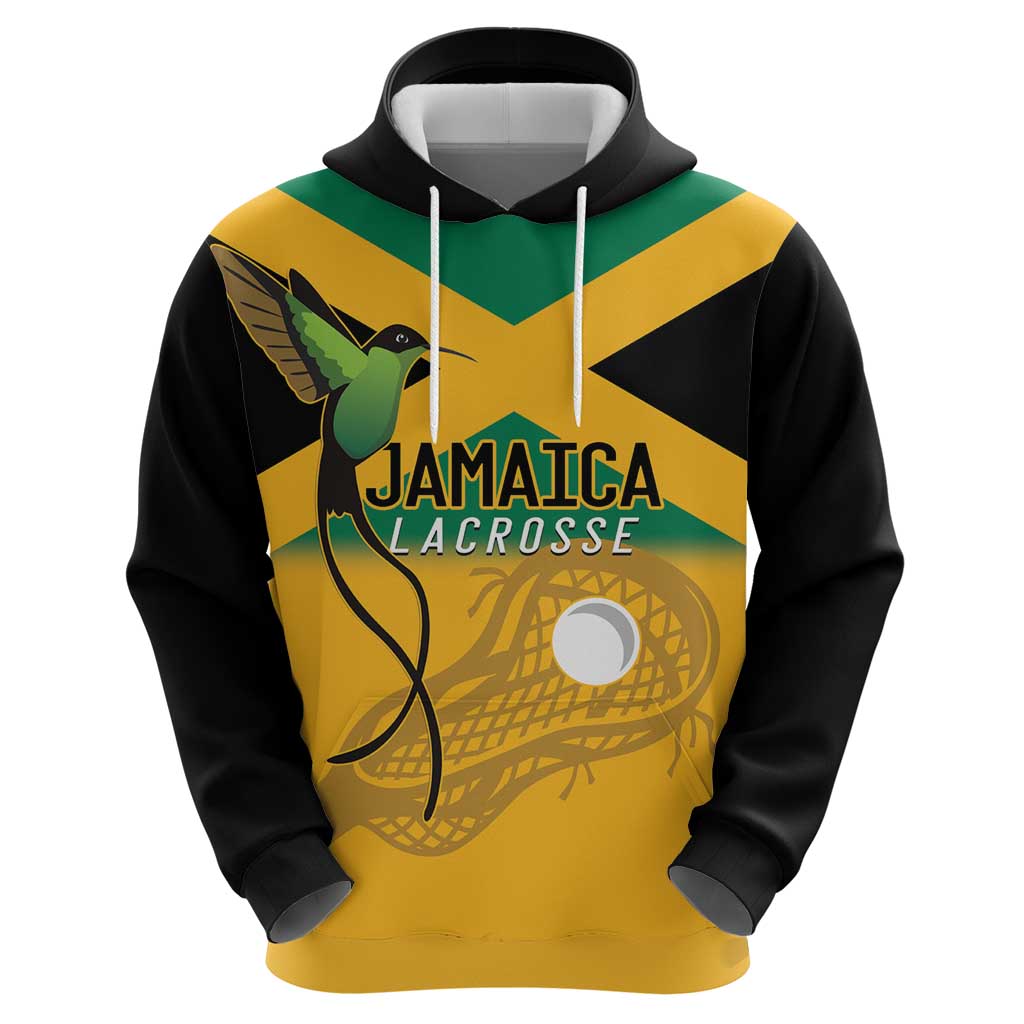 Custom Jamaica Lacrosse Zip Hoodie Streamertail Hummingbird With Flag - Wonder Print Shop