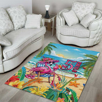 Flamingo Aloha Hawaii Area Rug It's 5 O’Clock Somewhere Tropical Vibes - Wonder Print Shop