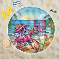 Flamingo Aloha Hawaii Beach Blanket It's 5 O’Clock Somewhere Tropical Vibes - Wonder Print Shop
