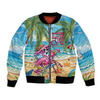 Flamingo Aloha Hawaii Bomber Jacket It's 5 O’Clock Somewhere Tropical Vibes - Wonder Print Shop