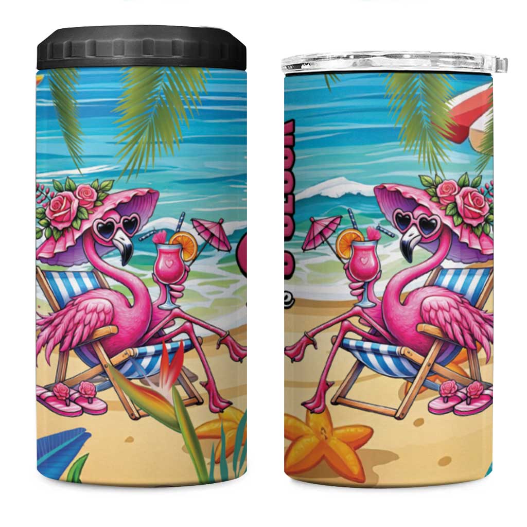 Flamingo Aloha Hawaii 4 in 1 Can Cooler Tumbler It's 5 O’Clock Somewhere Tropical Vibes - Wonder Print Shop
