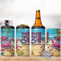Flamingo Aloha Hawaii 4 in 1 Can Cooler Tumbler It's 5 O’Clock Somewhere Tropical Vibes - Wonder Print Shop