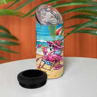 Flamingo Aloha Hawaii 4 in 1 Can Cooler Tumbler It's 5 O’Clock Somewhere Tropical Vibes - Wonder Print Shop