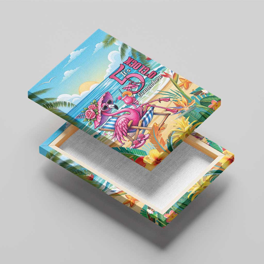 Flamingo Aloha Hawaii Canvas Wall Art It's 5 O’Clock Somewhere Tropical Vibes - Wonder Print Shop