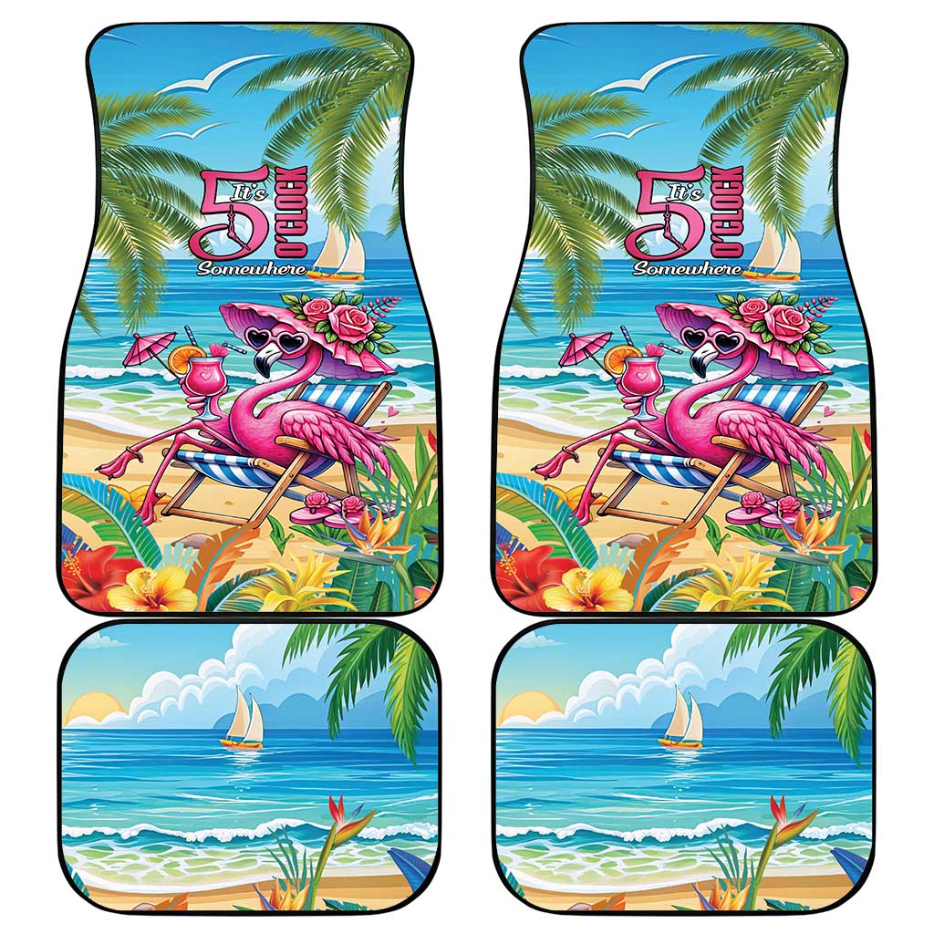 Flamingo Aloha Hawaii Car Mats It's 5 O’Clock Somewhere Tropical Vibes - Wonder Print Shop