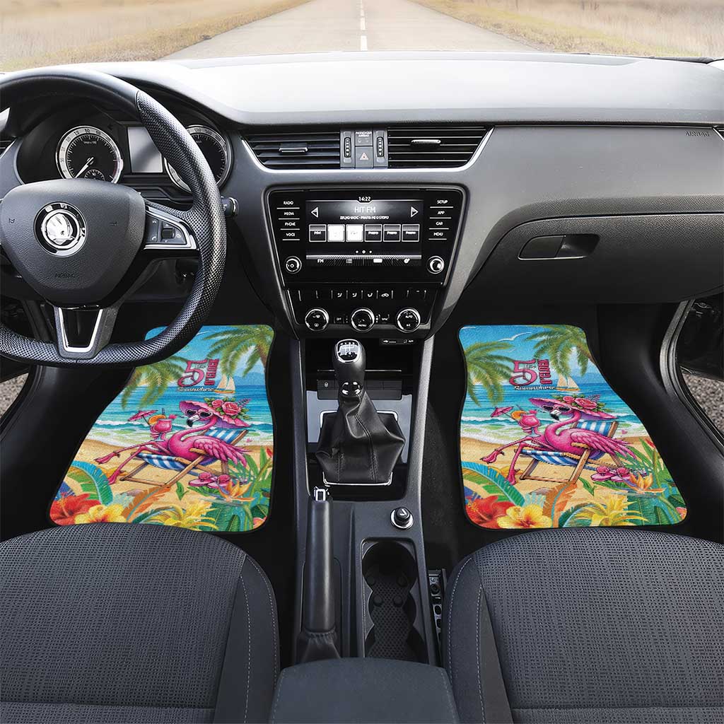 Flamingo Aloha Hawaii Car Mats It's 5 O’Clock Somewhere Tropical Vibes - Wonder Print Shop