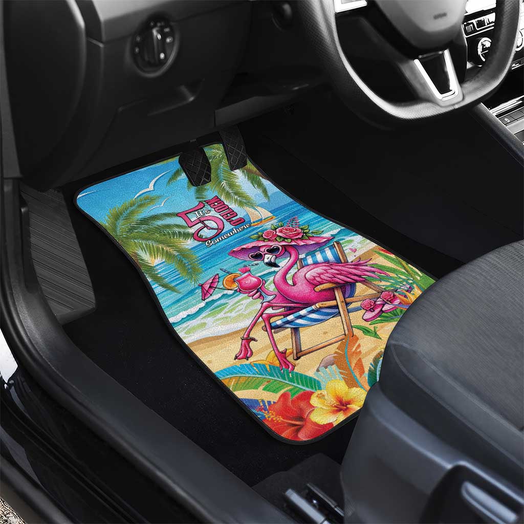 Flamingo Aloha Hawaii Car Mats It's 5 O’Clock Somewhere Tropical Vibes - Wonder Print Shop