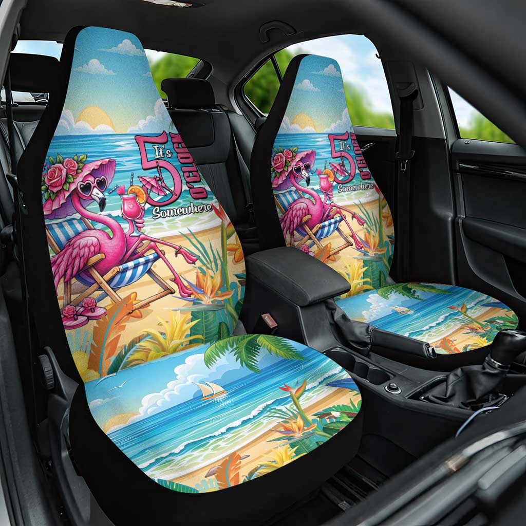Flamingo Aloha Hawaii Car Seat Cover It's 5 O’Clock Somewhere Tropical Vibes - Wonder Print Shop