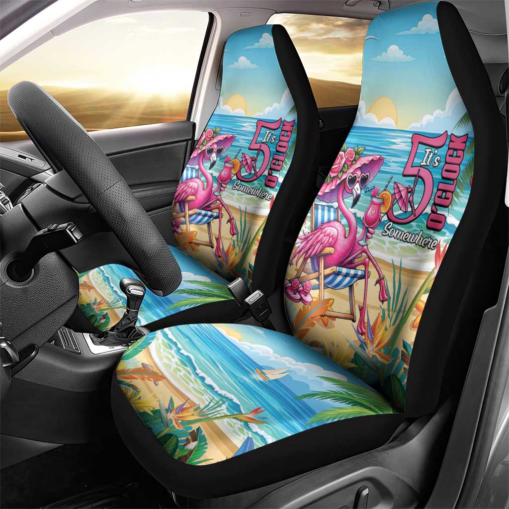 Flamingo Aloha Hawaii Car Seat Cover It's 5 O’Clock Somewhere Tropical Vibes - Wonder Print Shop
