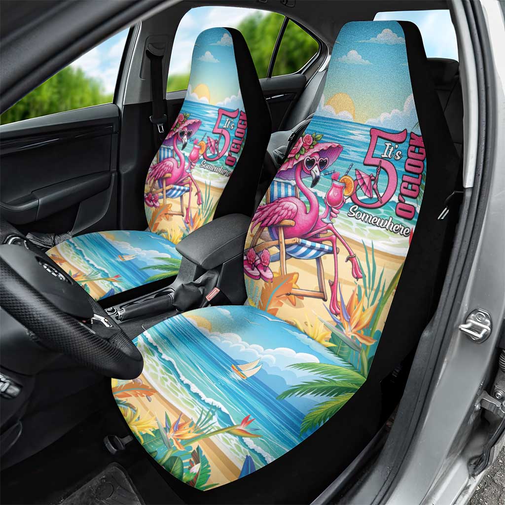 Flamingo Aloha Hawaii Car Seat Cover It's 5 O’Clock Somewhere Tropical Vibes - Wonder Print Shop