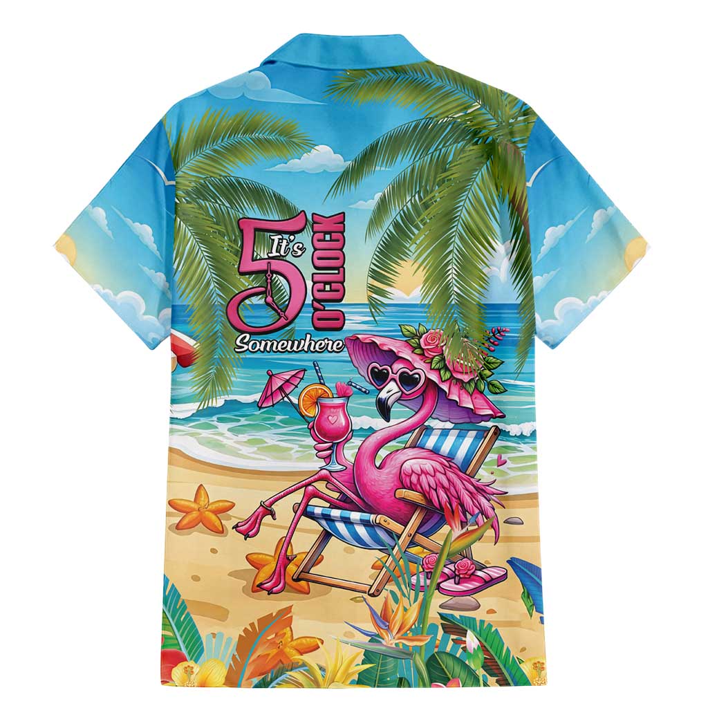 Flamingo Aloha Hawaii Family Matching Mermaid Dress and Hawaiian Shirt It's 5 O’Clock Somewhere Tropical Vibes - Wonder Print Shop