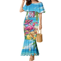 Flamingo Aloha Hawaii Family Matching Mermaid Dress and Hawaiian Shirt It's 5 O’Clock Somewhere Tropical Vibes - Wonder Print Shop