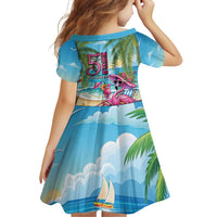 Flamingo Aloha Hawaii Family Matching Off Shoulder Short Dress and Hawaiian Shirt It's 5 O’Clock Somewhere Tropical Vibes - Wonder Print Shop