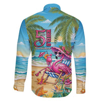 Flamingo Aloha Hawaii Family Matching Off Shoulder Short Dress and Hawaiian Shirt It's 5 O’Clock Somewhere Tropical Vibes - Wonder Print Shop