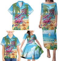 Flamingo Aloha Hawaii Family Matching Puletasi and Hawaiian Shirt It's 5 O’Clock Somewhere Tropical Vibes - Wonder Print Shop