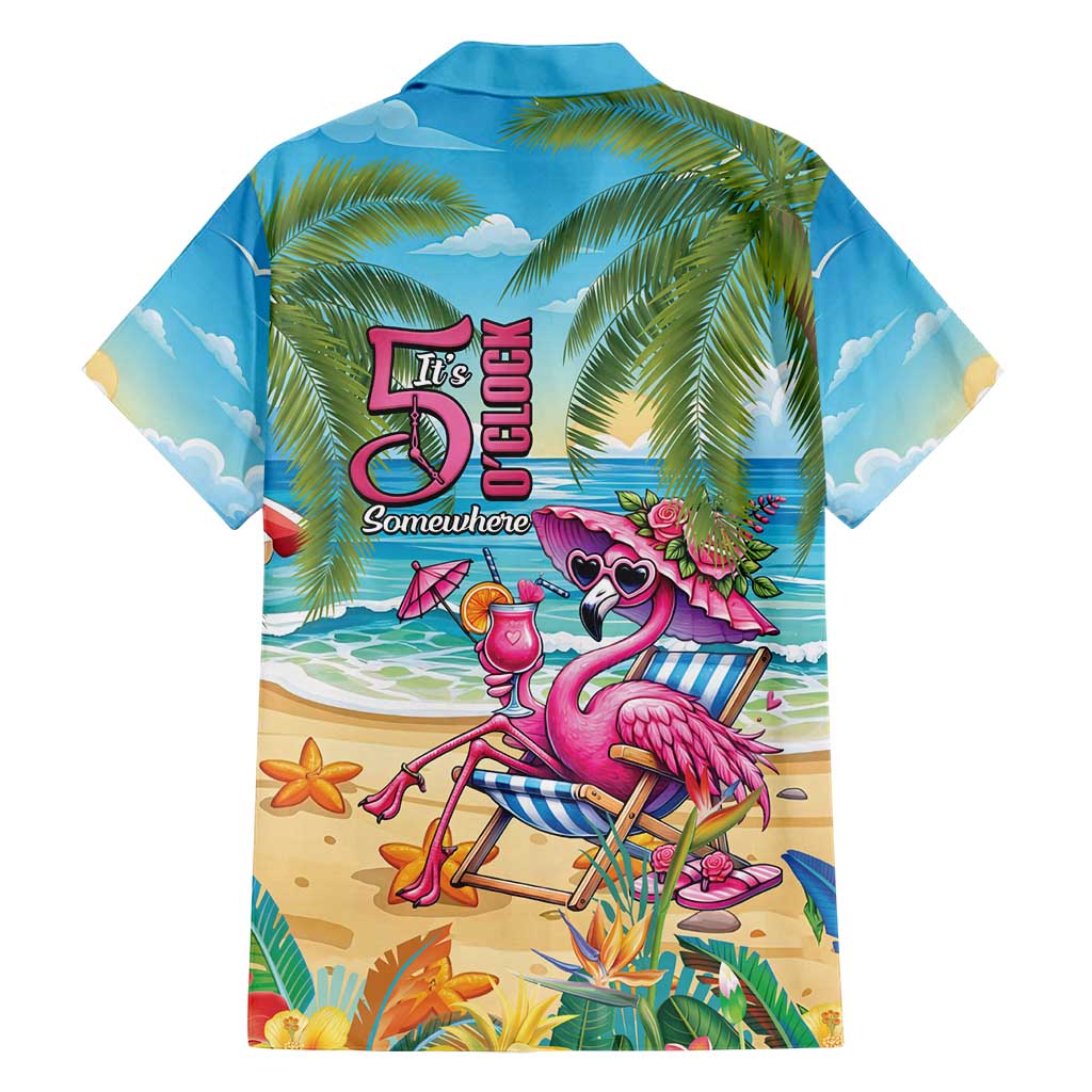 Flamingo Aloha Hawaii Family Matching Puletasi and Hawaiian Shirt It's 5 O’Clock Somewhere Tropical Vibes - Wonder Print Shop