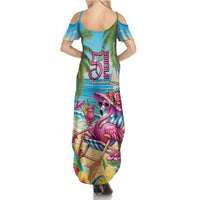 Flamingo Aloha Hawaii Family Matching Summer Maxi Dress and Hawaiian Shirt It's 5 O’Clock Somewhere Tropical Vibes - Wonder Print Shop