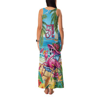 Flamingo Aloha Hawaii Family Matching Tank Maxi Dress and Hawaiian Shirt It's 5 O’Clock Somewhere Tropical Vibes - Wonder Print Shop