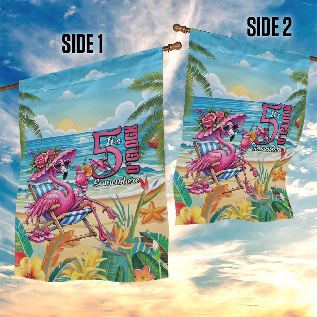 Flamingo Aloha Hawaii Garden Flag It's 5 O’Clock Somewhere Tropical Vibes - Wonder Print Shop