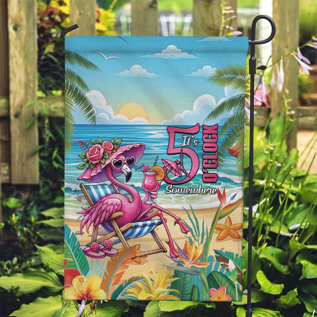 Flamingo Aloha Hawaii Garden Flag It's 5 O’Clock Somewhere Tropical Vibes - Wonder Print Shop