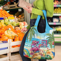 Flamingo Aloha Hawaii Grocery Bag It's 5 O’Clock Somewhere Tropical Vibes - Wonder Print Shop